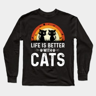 life is better with cats t-shirt Long Sleeve T-Shirt